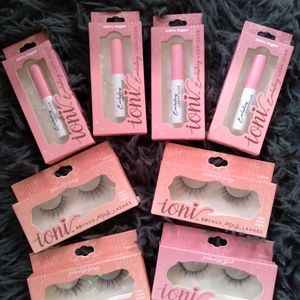 Eyelash strips and adhesives